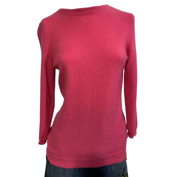 TALBOTS Womens Cashmere Sweater Crewneck Hot Pink Medium - Picture 1 of 12
